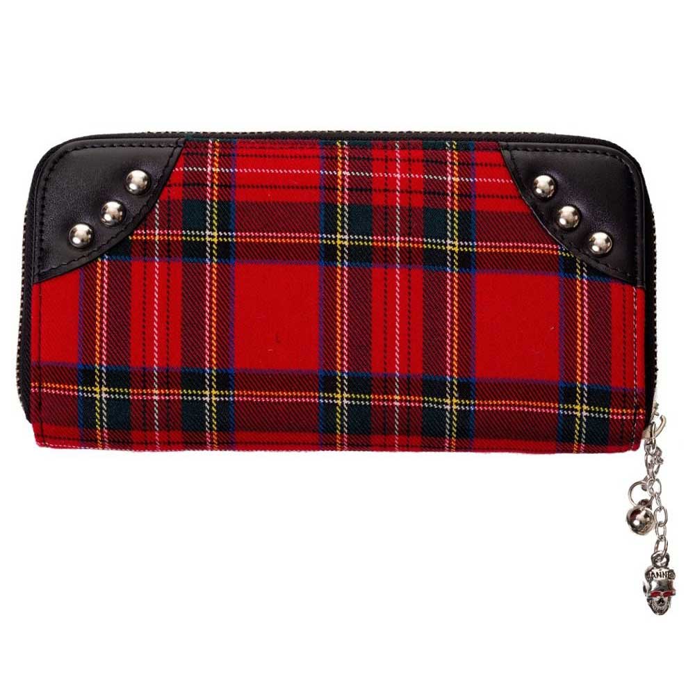 Banned - Red Tartan Handcuff Portefeuille Femme - Rouge